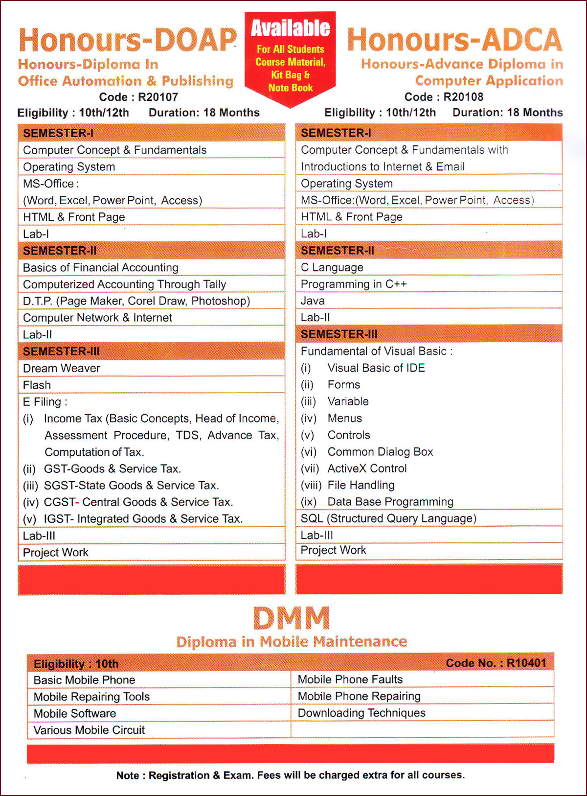 Govt. Approved Courses (DOAAC)